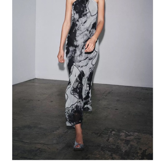 Zara evening beaded Black and Gray Halter Dress 219$ - Picture 2 of 5